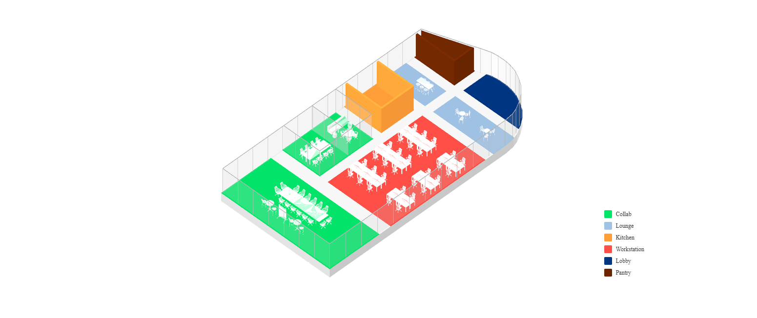 prompt user: "Office layout that specifically reflects the following: 30 workstations, three meeting rooms on the west side,…
